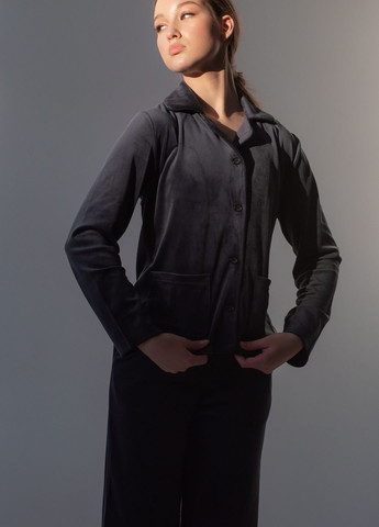 Серая зимняя пижама велюровая с рубашкой kant рубашка + брюки SWAM