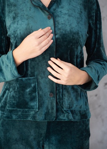 Зелена зимня піжама велюрова з сорочкою kant сорочка + брюки SWAM