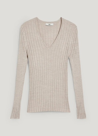Бежевий демісезонний пуловер у рубчик C&A