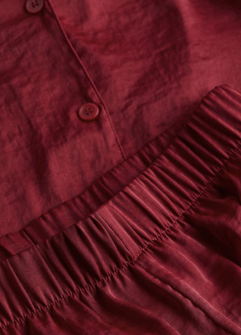 Темно-червона всесезон сатиновий комплект рубашка + брюки H&M oversize
