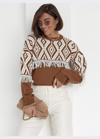 Коричневий коричневий светр з орнаментом Dressa