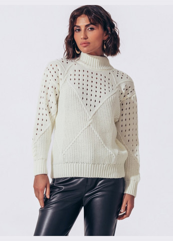 Белый белый свитер мелкой вязки с перфорацией Dressa