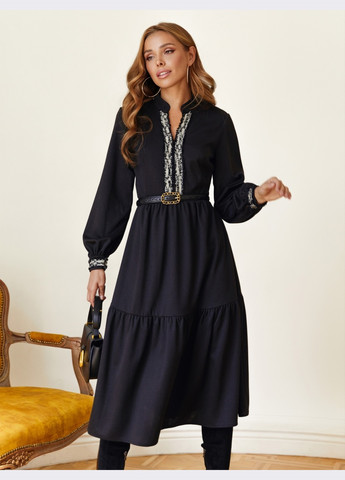 Чорна сукня-кльош чорного кольору довжини міді Dressa