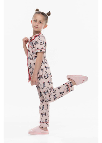 Розовая всесезон пижама для девочки Teknur