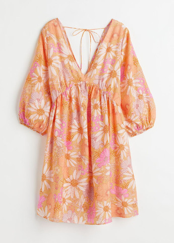 Оранжевое повседневный платье H&M с цветочным принтом
