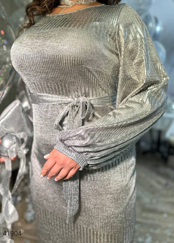 Серебряное вечернее вечернее платье Liton однотонное