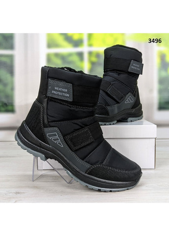 Черные зимние сапоги дутики мужские черные спортивного плана Paolla