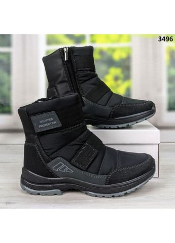 Черные зимние сапоги дутики мужские черные спортивного плана Paolla