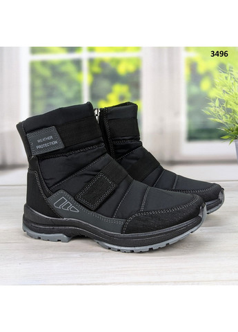 Черные зимние сапоги дутики мужские черные спортивного плана Paolla