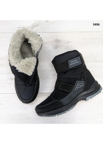 Черные зимние сапоги дутики мужские черные спортивного плана Paolla