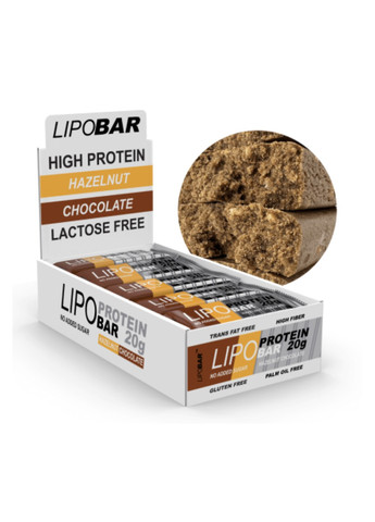 Протеїнові батончики - 20x50g Hazelnut-Chocolate Lipobar (270007929)
