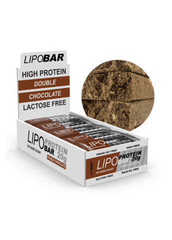 Протеїнові батончики - 20x50g Double chocolate Lipobar (270007925)
