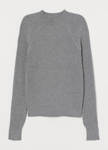 Серый демисезонный свитер с высоким воротником в рубчик серый повседневный демисезон пуловер H&M