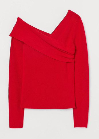 Червоний демісезонний светр на одне плече червоний кежуал демісезон джемпер H&M