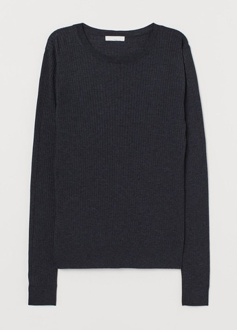 Темно-серый демисезонный ребристый свитер темно-серый повседневный демисезон пуловер H&M