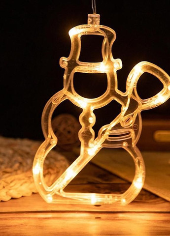 Гирлянда-фигурка НА БАТАРЕЙКАХ Снеговик 20см теплый белый (желтый,золотой) прозрачный провод светильник ночник Po Fanu (270091705)