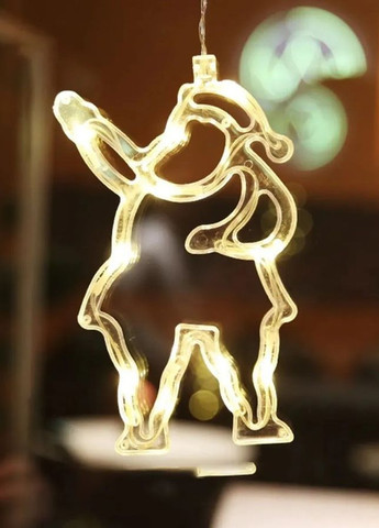 Гірлянда-фігурка НА БАТАРЕЙКАХ Дід Мороз 20см теплий білий (жовтий, золотий) прозорий провід світильник нічник Po Fanu (270091714)