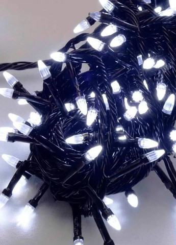 Гірлянда світодіодна нитка на чорному дроті Конус 100 led 6м 100 лампочок 8 режимів білий холодний Po Fanu (270091669)