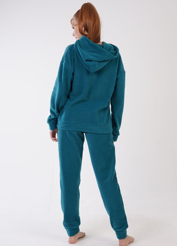 Зелена зимня жіночий флісовий костюм (кофта, штани) лонгслив + брюки Vienetta