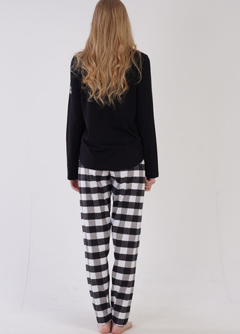 Черная зимняя пижама женская (лонгслив, штаны) лонгслив + брюки Vienetta
