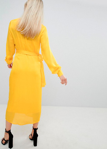 Жовтий святковий жіноча жовта сукня на запах на запах Asos однотонна