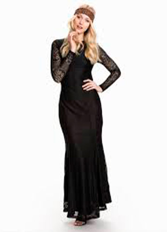 Черное праздничный женское макси платье с открытой спиной с открытой спиной Club L однотонное