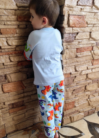 Комбінована всесезон піжама дитяча динозавр лонгслів + брюки No Brand