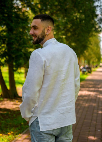 Біла вишита сорочка Vyshyvanka пряма льон (270139830)