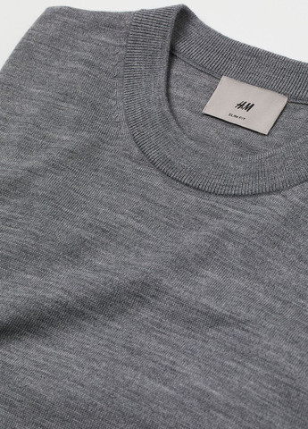 Сірий демісезонний светр premium selection з мериносової вовни сірий повсякденний демісезон джемпер H&M