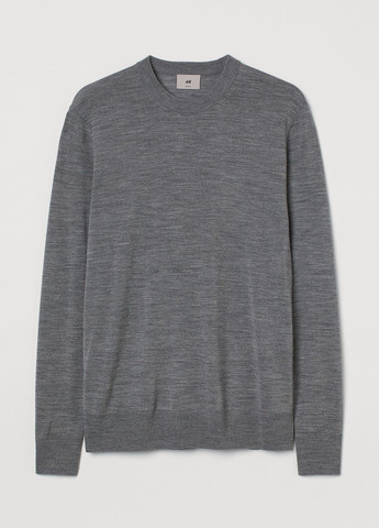 Серый демисезонный свитер premium selection из мериносовой шерсти серый повседневный демисезон джемпер H&M
