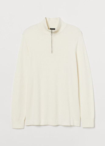Белый демисезонный пуловер на молнии белый повседневный демисезон пуловер H&M