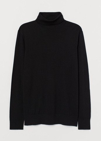 Чорний демісезонний светр premium selection з мериносової вовни чорний повсякденний демісезон джемпер H&M