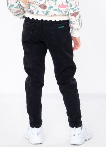 Черные зимние джинсы для девочки на флисе (подростковые) No Brand