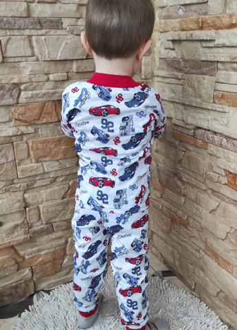 Комбинированная всесезон пижама детская с машинками лонгслив + брюки No Brand