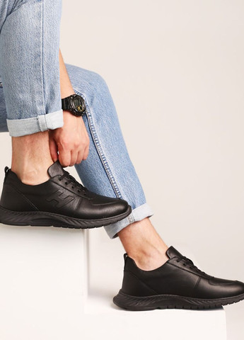 Черные демисезонные кроссовки кожаные Fashion
