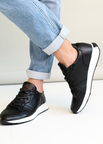Черные демисезонные кроссовки мужские кожаные Fashion