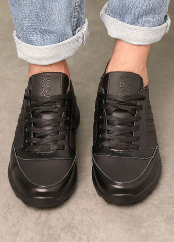 Черные демисезонные кроссовки мужские кожаные Fashion