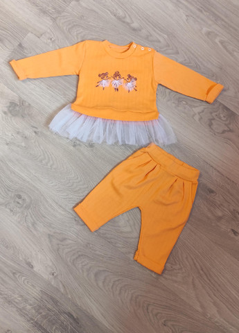 Оранжевый демисезонный костюм для девочек с фатином No Brand
