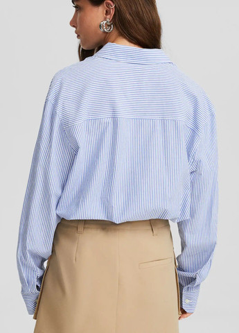 Голубой классическая рубашка в полоску Bershka
