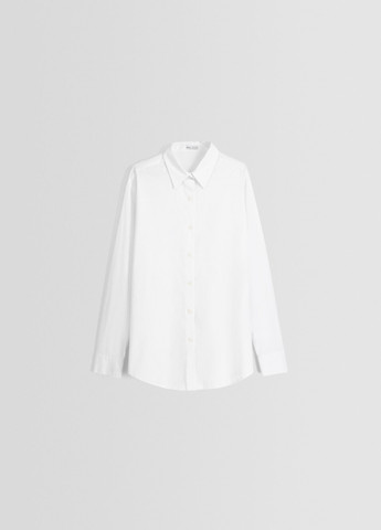 Белая классическая рубашка однотонная Bershka