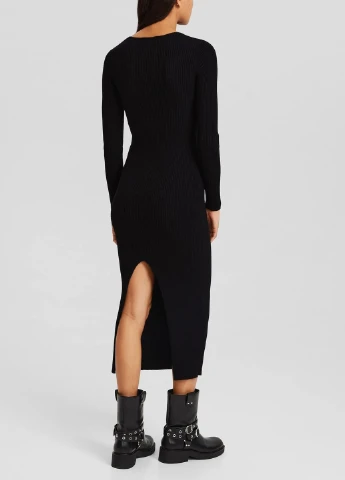 Черное повседневный платье Bershka однотонное