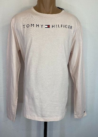 Лонгслів Tommy Hilfiger CN LS TEE LOGO напис світло-рожевий кежуали бавовна органічна