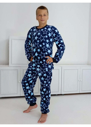 Синяя зимняя пижама звезды кофта + брюки Triko 64179596