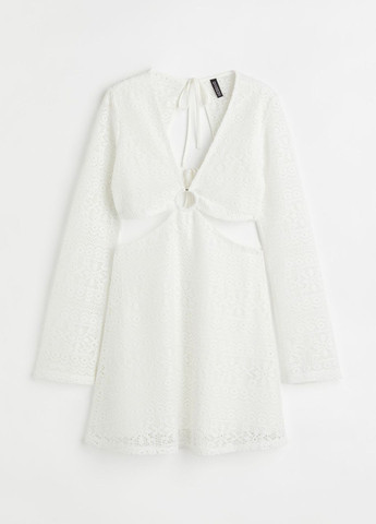 Білий повсякденний мереживне плаття H&M однотонна