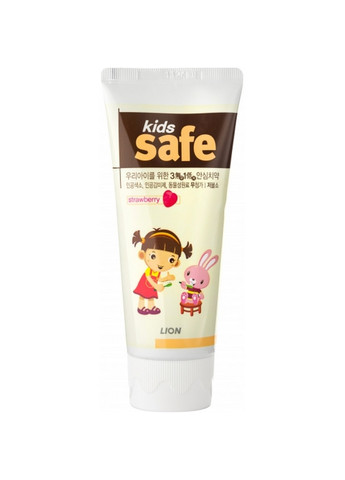 Зубна паста дитяча 3-12 років з запахом полуниці Kids Safe Toothpaste, 90 г LION KOREA (271531325)