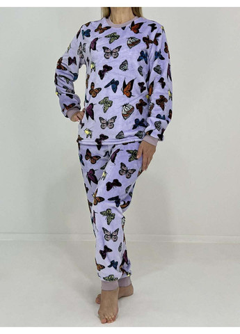 Сиреневая зимняя пижама нежные бабочки кофта + брюки Triko 96008181