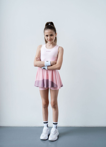 Розовый демисезонный комплект спортивный, детский, для игры в теннис, девочкам, touch (платье, велосипедки, носки и напульсники) Paka