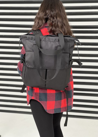 Жіночий шопер-рюкзак, крос-боді чорний однотонний ToBeYou shoperbag (271700661)