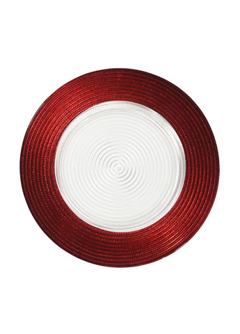 Тарелка подставная Ø 33см круглая прозрачная красным ободком для праздничного стола REMY-DECOR каир (271416297)
