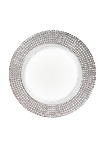 Тарелка подставная Ø 33см прозрачная с серебристым ободком для праздничного стола REMY-DECOR афины (271416321)